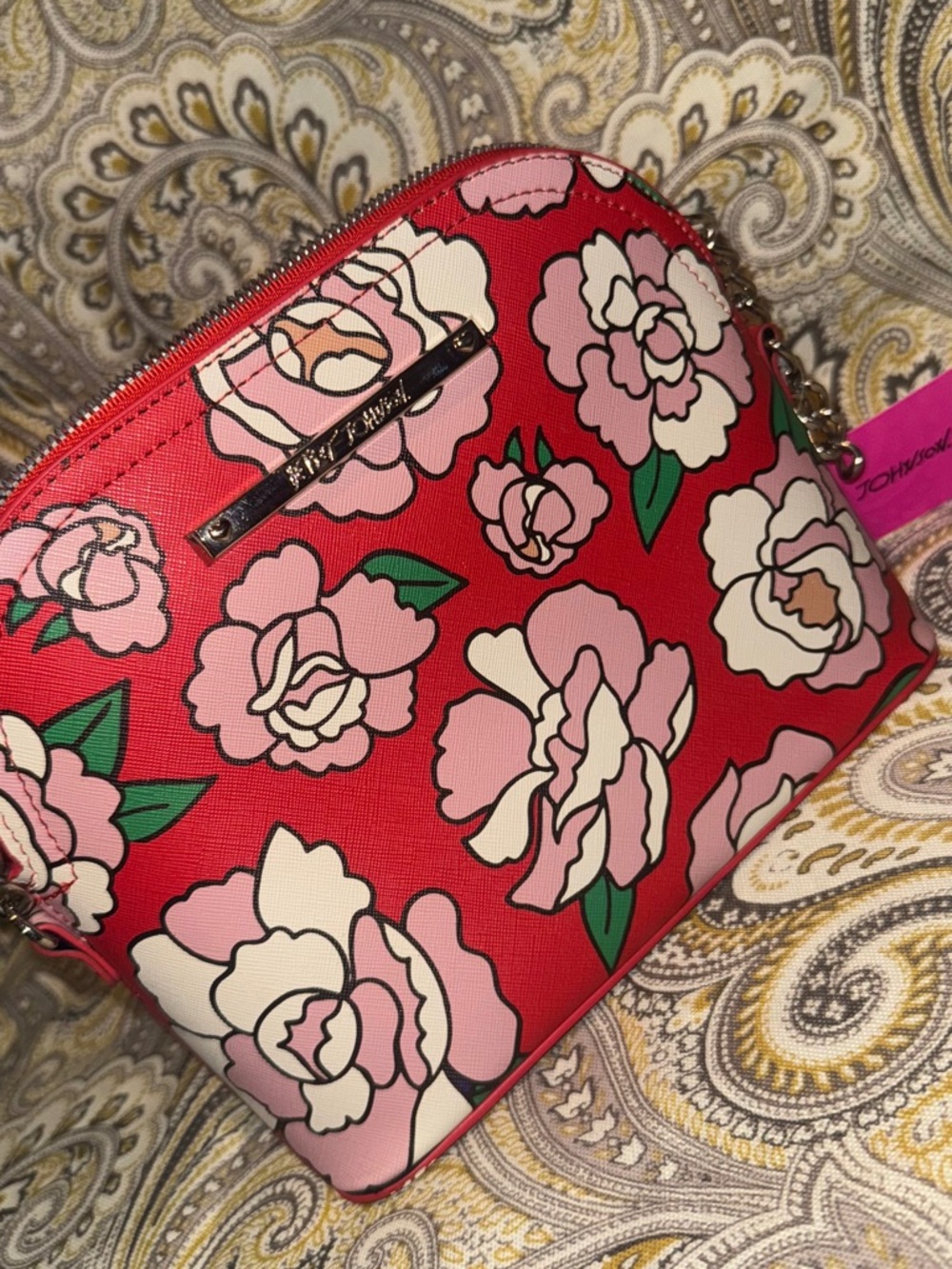 Betsey Johnson Pink Floral Crossbody Bag - Red & Pink NWT